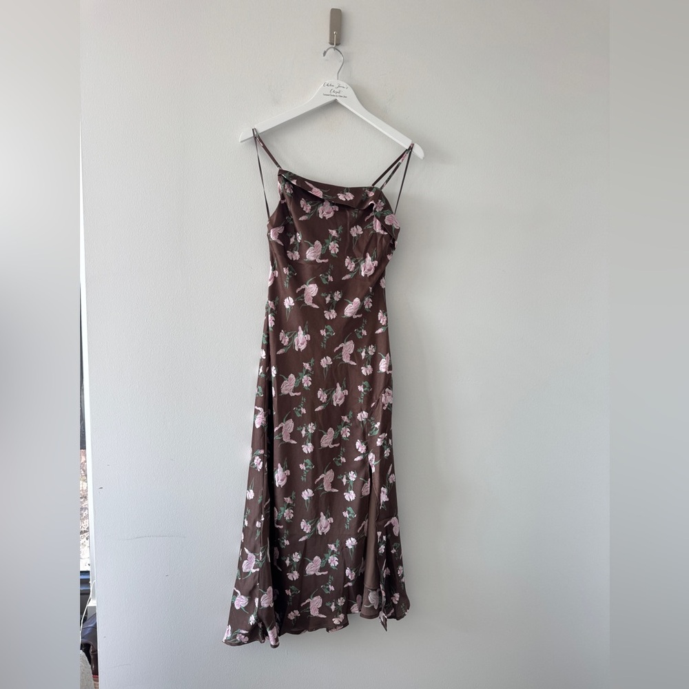 ASTR The Label Brown Floral Midi Dress S
